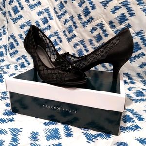 Karen Scott Black Satin Heels